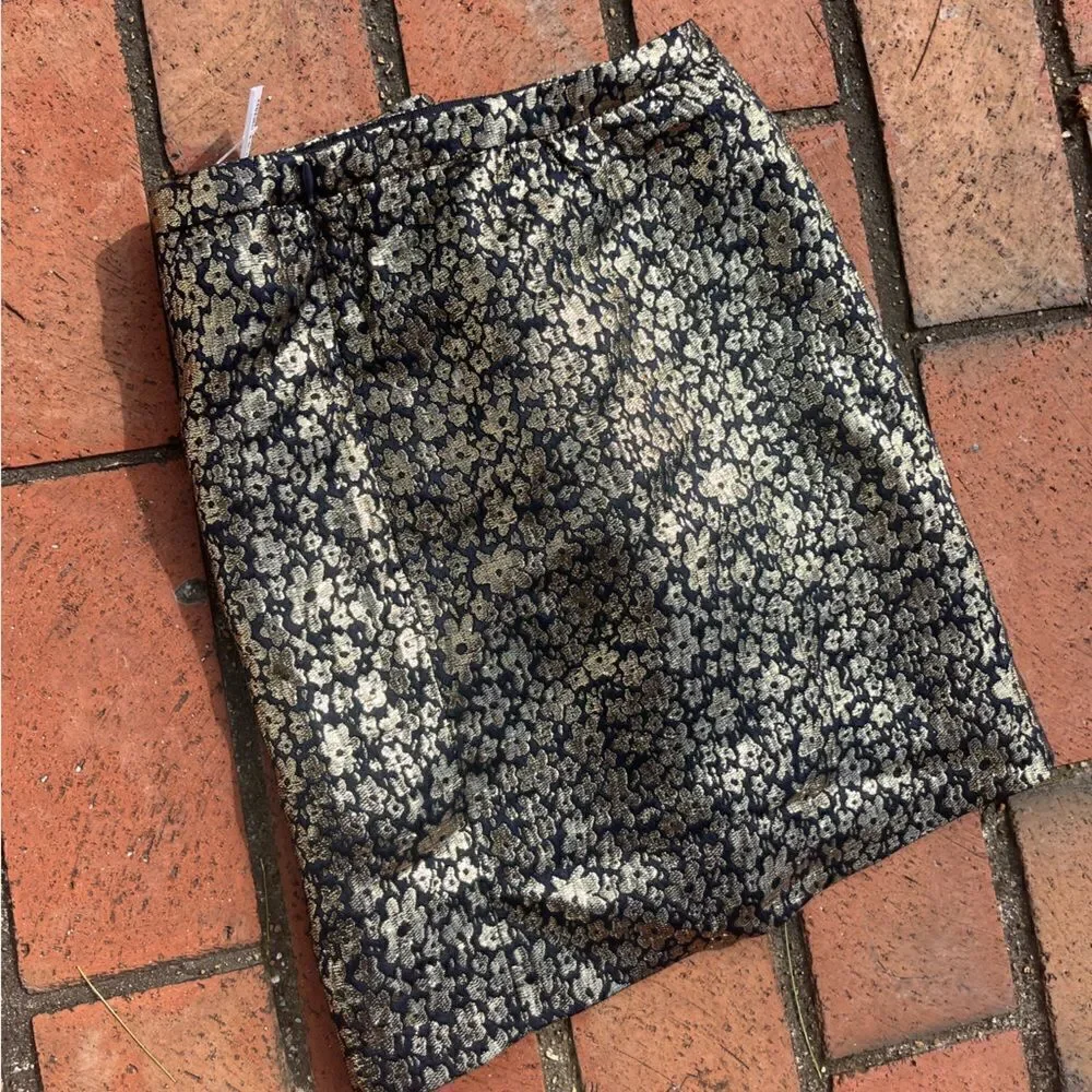 J Crew Collection Marigold Metallic Silk Skirt NWT